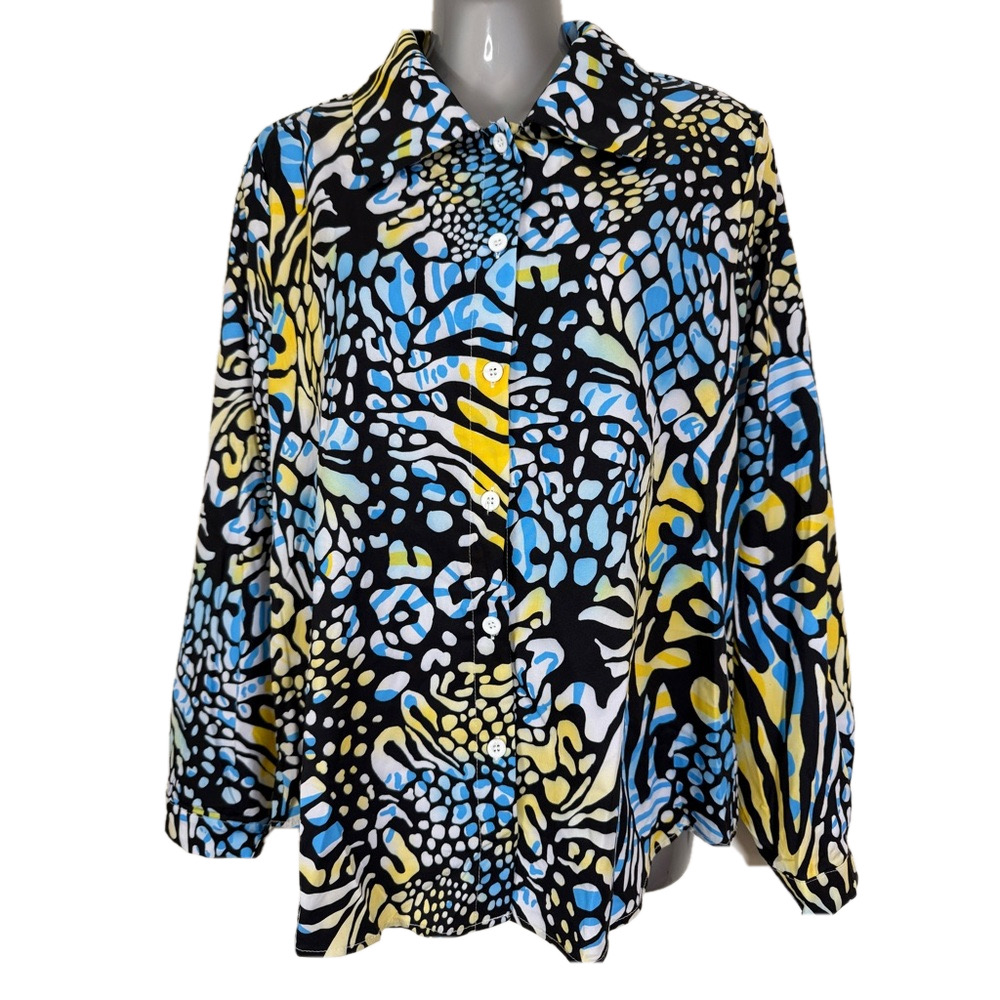 Shein Vibrant Patterned Long Sleeve Button-Up Shirt SKU0267